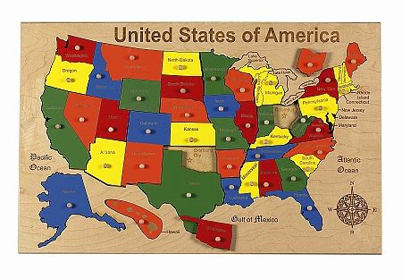 USA Map Puzzle, 50 Pieces, Hollow Woodworks | Puzzle Warehouse