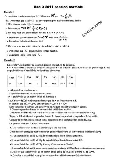 Sujet Corrig Et Bar Me De Svt Bac D