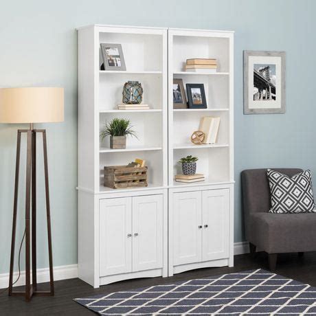 Prepac 26.25 in W x 80 in H x 14.5 in D Tall Bookcase with 2 Shaker ...