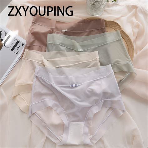 ZXYOUPING Calcinha Feminina Transparente De Seda Gelada Sem Costura