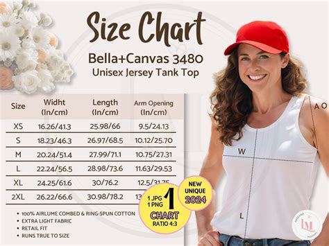 Size Chart 3480 Bella Canvas Tank Top Size Chart Bella Canvas 3480 Unisex Jersey Tank Top