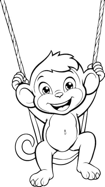 Personagem animal de macaco engraçado para livro de colorir ilustração