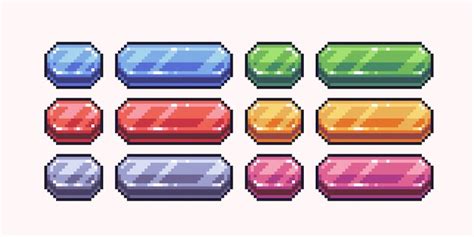 Premium Vector Crystal Diamond Buttons Pixel Art Set Colorful Ice