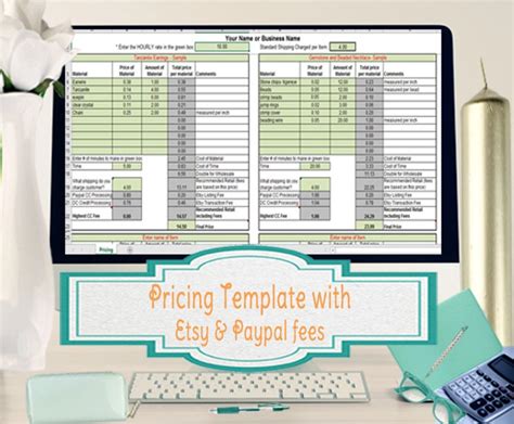 Pricing Template For Etsy Sellers Excel Spreadsheet Includes Etsy And Paypal Fees Built Into