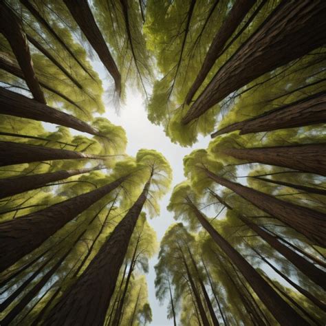 Un Bosque Con Rboles Altos Y Un Cielo Con El Sol Brillando A Trav S De