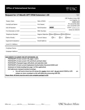 Fillable Online Sait Usc Request For Month Opt Stem Extension I