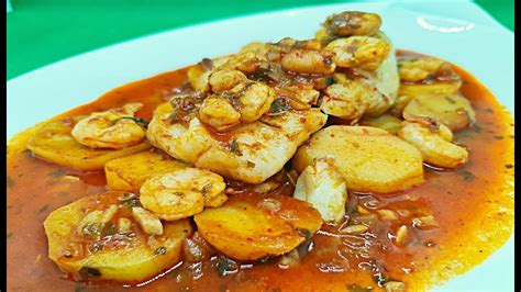 Filetes De Gallineta Al Cava Con Gambas Y Patatas Receta Facil Sencilla