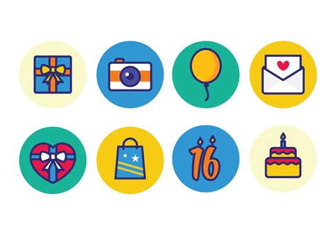 Free Birthday Icons 125557 Vector Art At Vecteezy