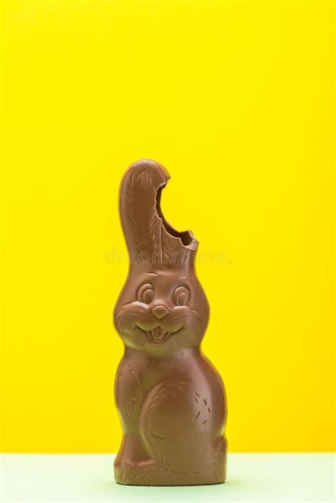 Funny Chocolate Easter Bunny Easter Background With Copy Space Stock