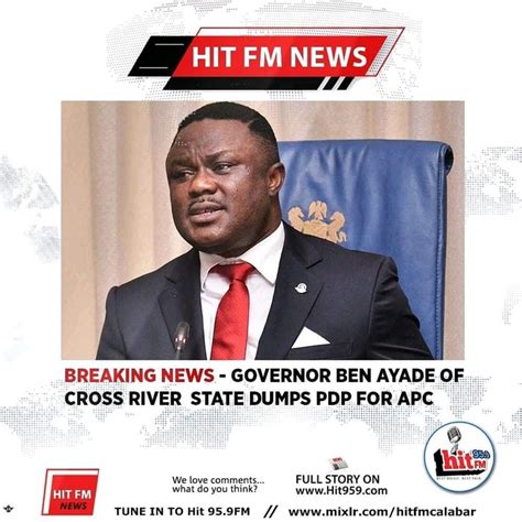 Cross River Governor Ayade Dumps PDP For APC Politics Nigeria