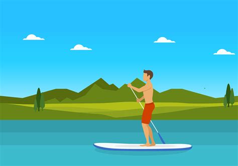 Man On Paddleboard Vector 161777 Vector Art At Vecteezy