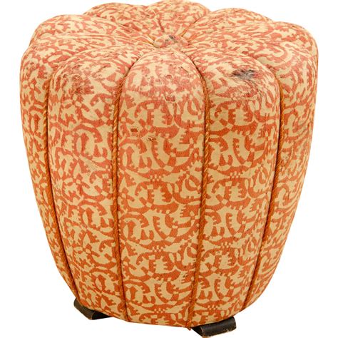 Pouf Vintage Art D Co En Bois Et Tissu Par Jind Ich Halabala Pour Up