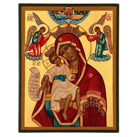 Russian Painted Icon Of Mother Of God The Worthy 14x10 Cm Online