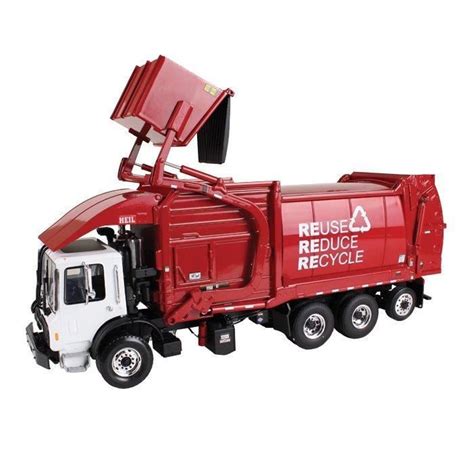 First Gear Issued Red White Mack Terrapro Front Loader Trash Truck 10