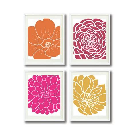 Modern Flower Art Print Set Of Four 8x10 By Gatherednestdesigns 5200