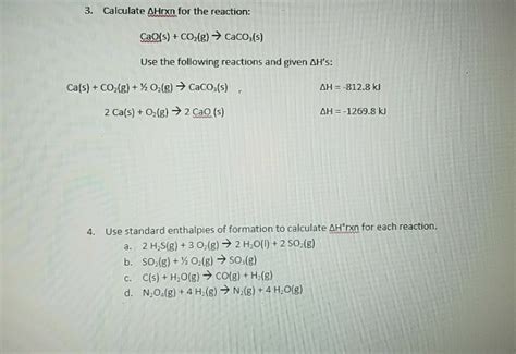 Solved Calculate Ahhrxn For The Reaction Cao S Co G Chegg