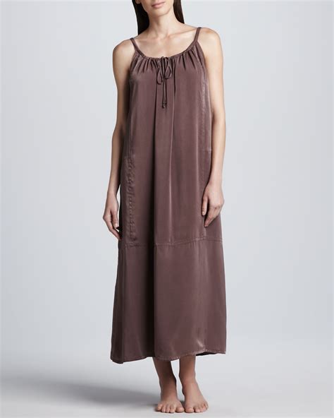 Lyst Donna Karan Long Matte Satin Nightgown In Brown