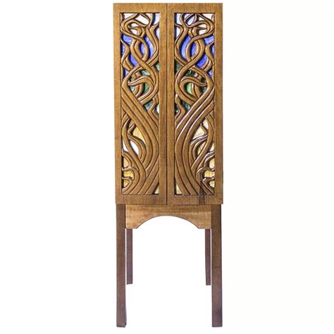 Stained Floral Single Torah Ark Bass Synagogue Furniture