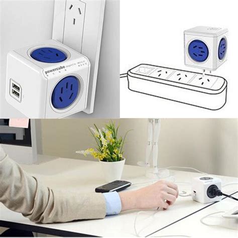 Power Cube Socket Usb Ports Adapter Switched Socke Grandado