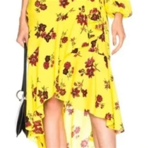 A L C Dresses Alc Midi Dress Florence Floral One Shoulder Yellow