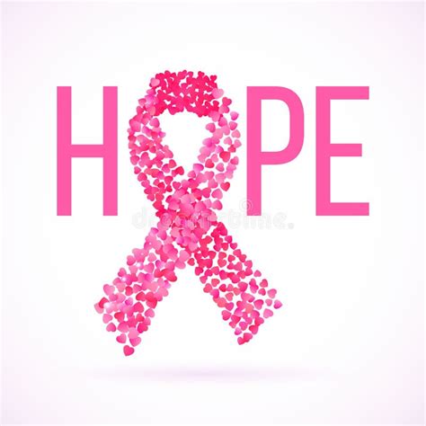 Hope Message In Pink With Cancer Awareness Ribbon Stock Vector