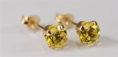 Mystic Canary Yellow Topaz Earrings~14KT Gold Setting~5mm Round Cut~Genuine Natural Mined Gemstones