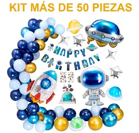 Kit De Globos Fiesta Feliz Cumpleaños Astronauta 50 Piezas 427 en