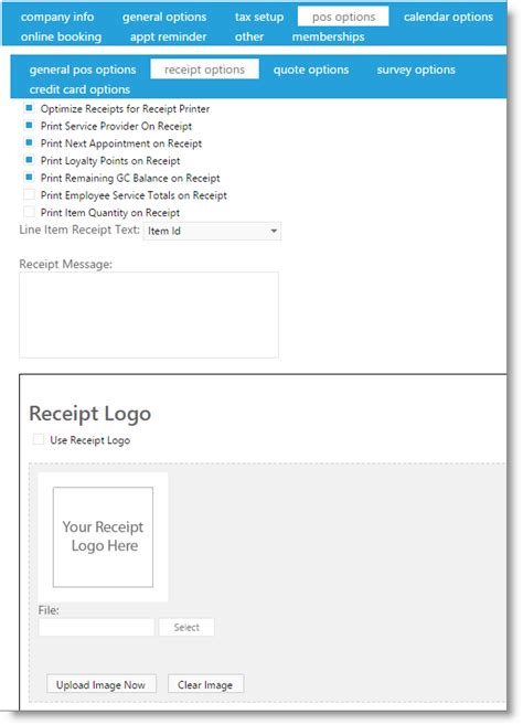 POS Receipt Options
