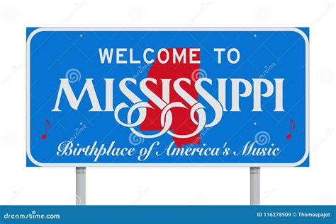 Welcome To Mississippi Road Sign Stock Vector Illustration Of State