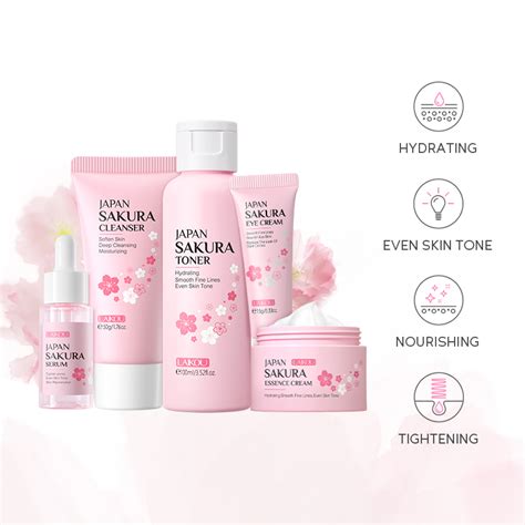 Laikou Sakura Skin Care Set Serum Rejuvenating Cream Glowing