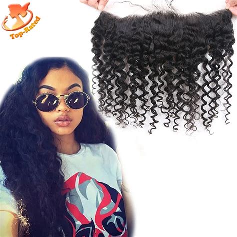 13x4 Brazilian Deep Curly Virgin Hair Lace Frontal Closure Bleached