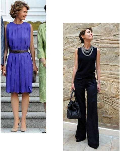 Two Pictures Of Women In Different Outfits And One Has A Handbag On Her Shoulder