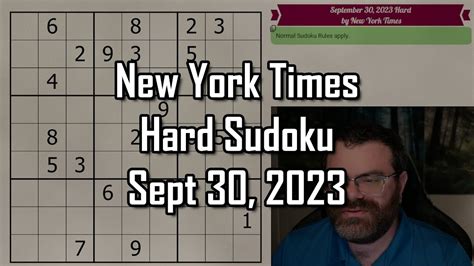 Nyt Hard Sudoku Walkthrough Sept Youtube