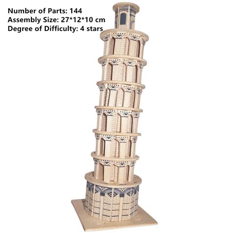 New Assembly Diy Education Toy 3d Wooden Model Puzzles Leaning Tower Of