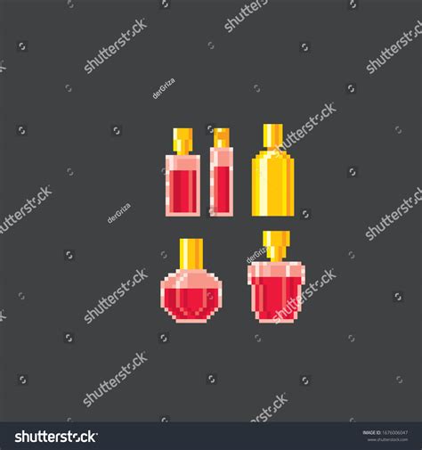 Perfumes Cosmetics Set Pixel Art Icon Stock Vector Royalty Free