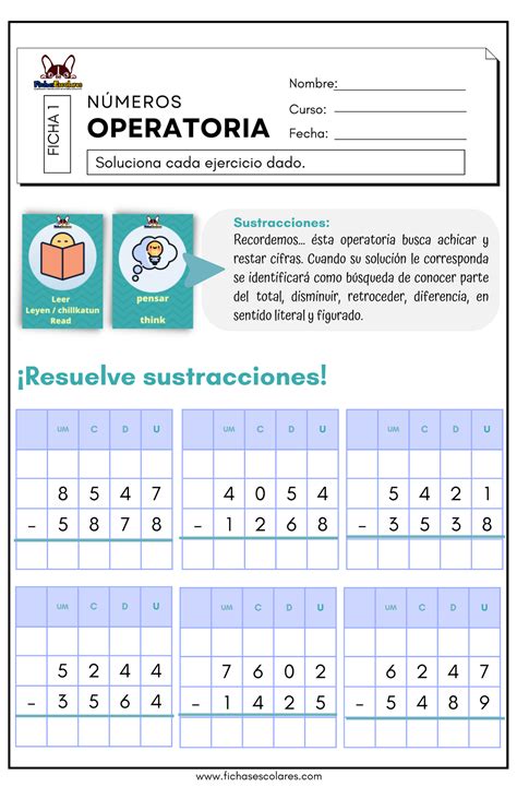 Operatoria Adiciones Sustracciones Multiplicaciones Divisiones Ficha