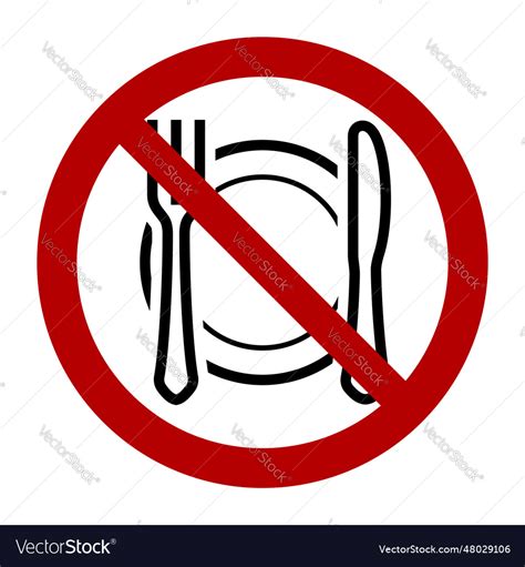 No Eating Allowed Symbol Prohibition Sign Flat Vector Image