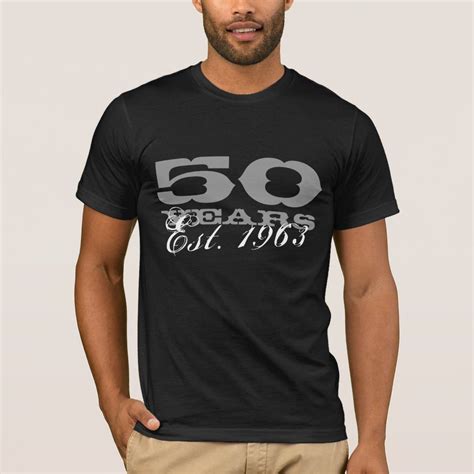 50th Birthday Tee Shirt For Men Est 1963 Personalized Year Number