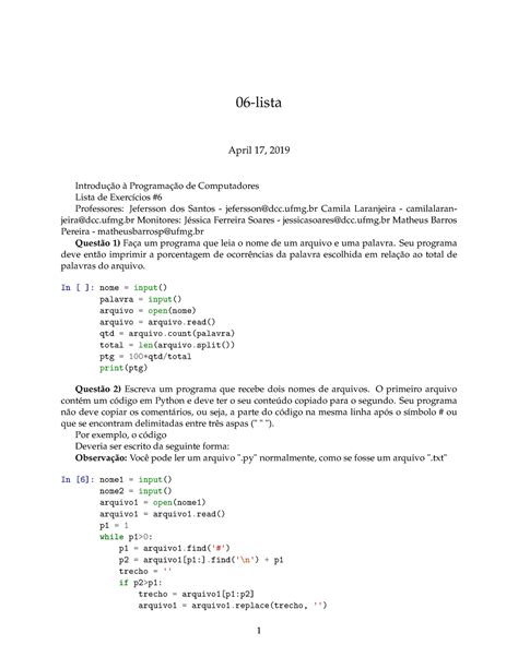 06 lista Atividade prática 6 de programação em python 06 lista