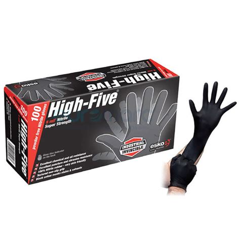 High Five Industrial Black Nitrile Gloves Firequip