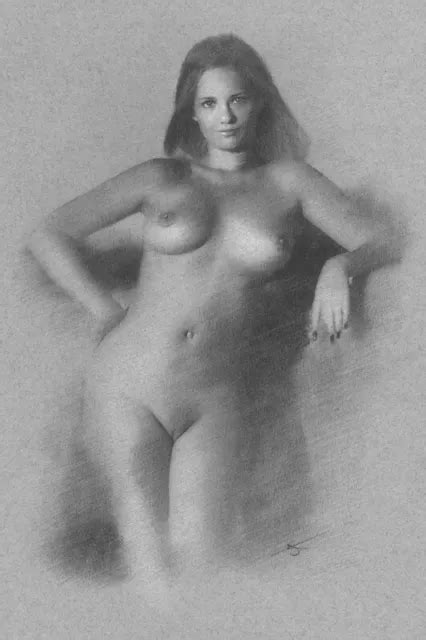 Female Nude Original Drawing Charcoal Chalk Fine Art Naked Woman Girl