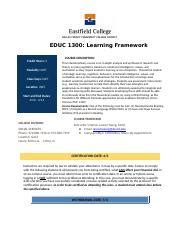 2020SP EDUC 1300 40314 Docx EDUC 1300 Learning Framework COURSE