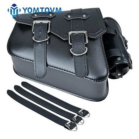 Schwarz PU Leder Solo Sattel Gep Ck Tasche Mit Montage Straps Motorrad