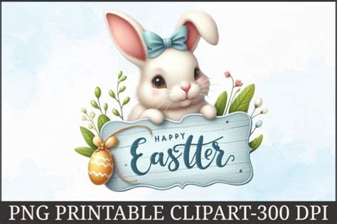 Cute Easter Bunny Sign Clipart Graphic By Artstory Creative Fabrica