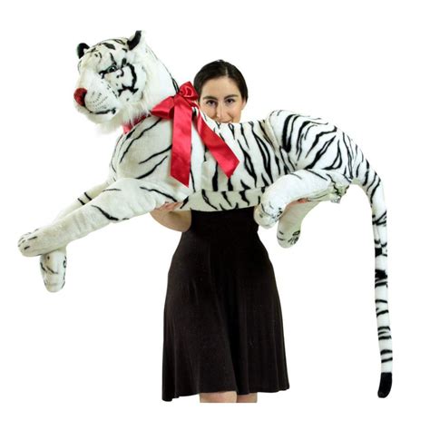 Giant Realistic Stuffed Siberian White Tiger 36 Inches Long Body Plus 20 Inch Tail Oversized ...