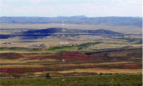 Photograph (looking south) showing red beds of the Chugwater Formation... | Download Scientific ...