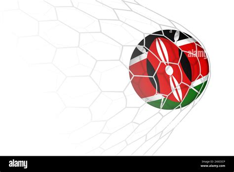 Kenya Flag Soccer Ball In Net Vector Sport Illustration Stock Vector