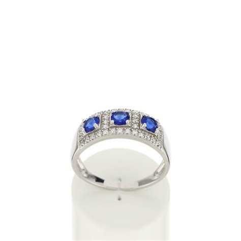 Bague Argent Pierres Imitation Bleues Et Zirconias Maty