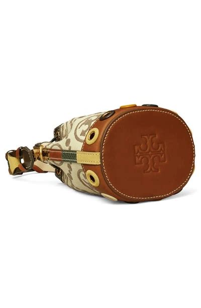 Tory Burch T Monogram Grommet Mini Bucket Bag In Greggio Modesens