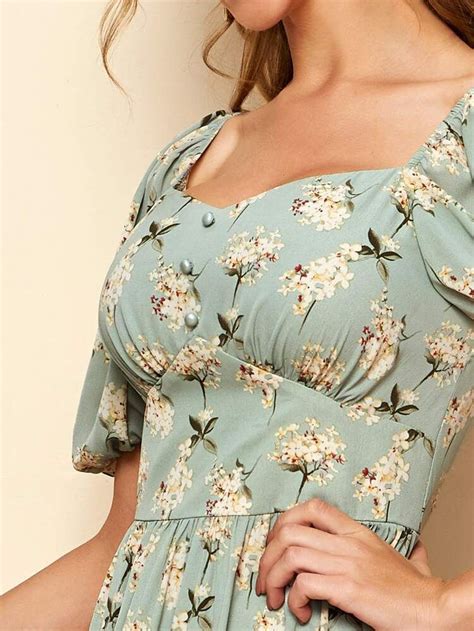 Verde Zíper Floral Boho Vestido Shein Brasil Em 2021 Vestidos Estilosos Roupas Da Moda